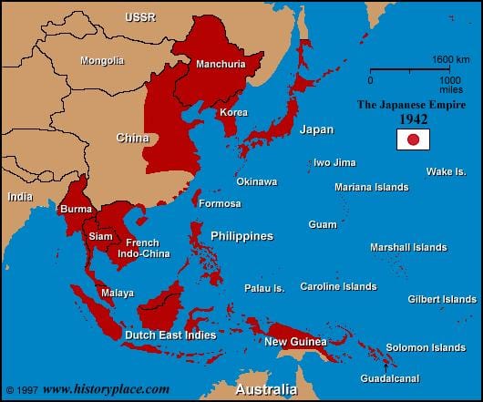 mapa cesarstwa japonii