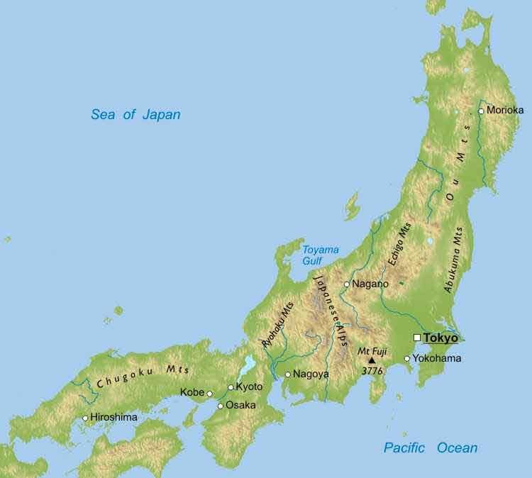 mapa góry w Japonii
