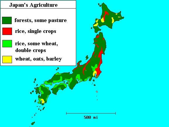 mapa Japonii lasu