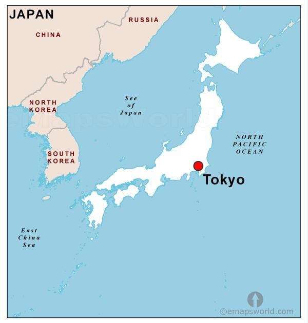 stolica Japonii na mapie