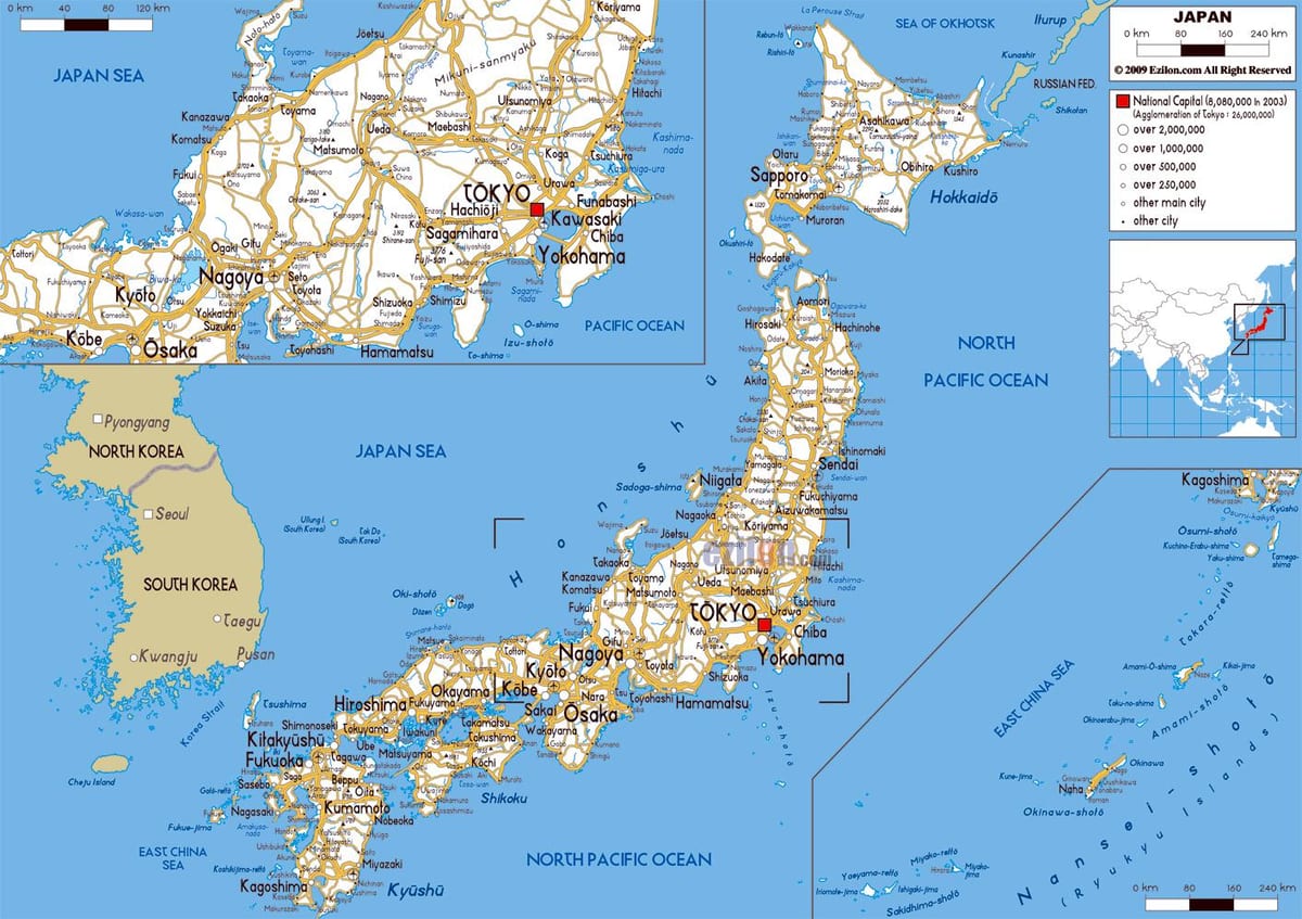 Drogowa mapa Japonii