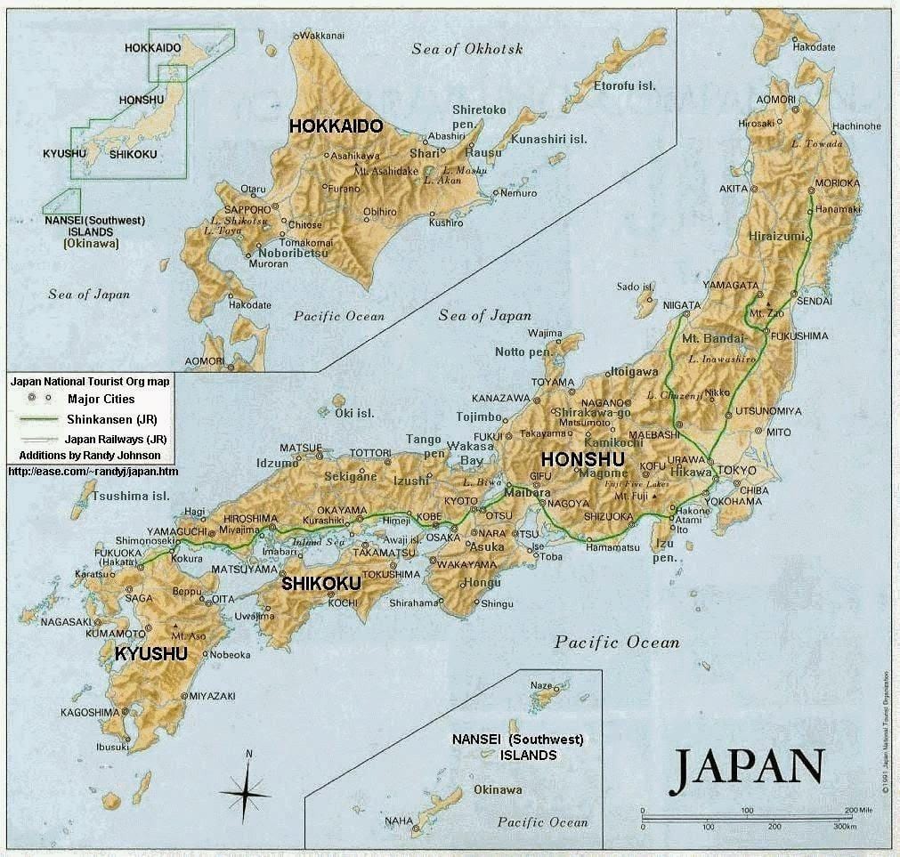 topograficzna mapa Japonii
