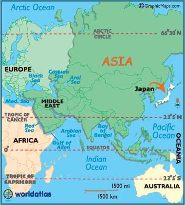 mapa świata Japonia