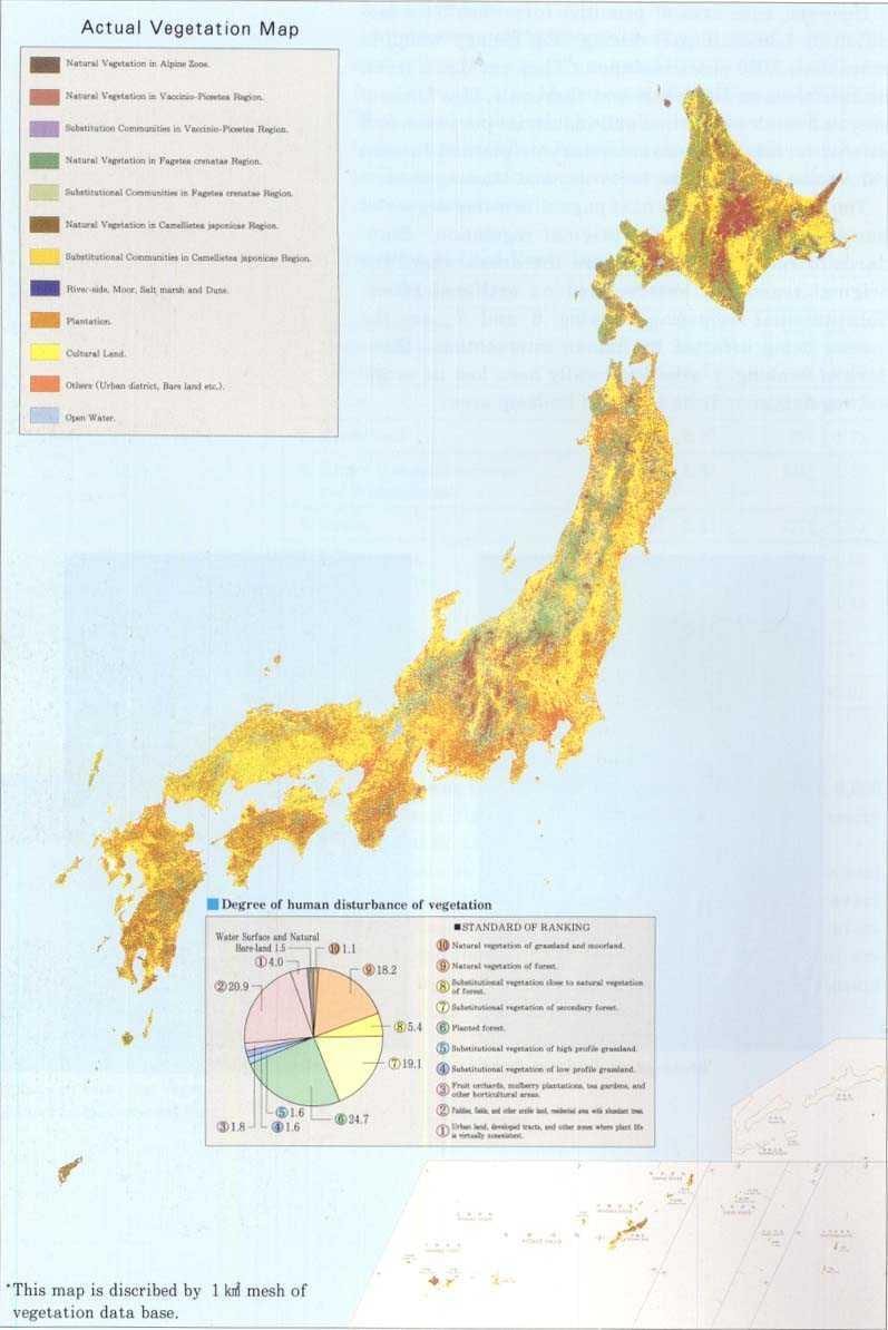 mapa Japonii roślinności