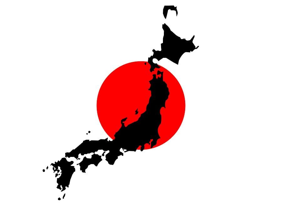 flaga Japonii mapa