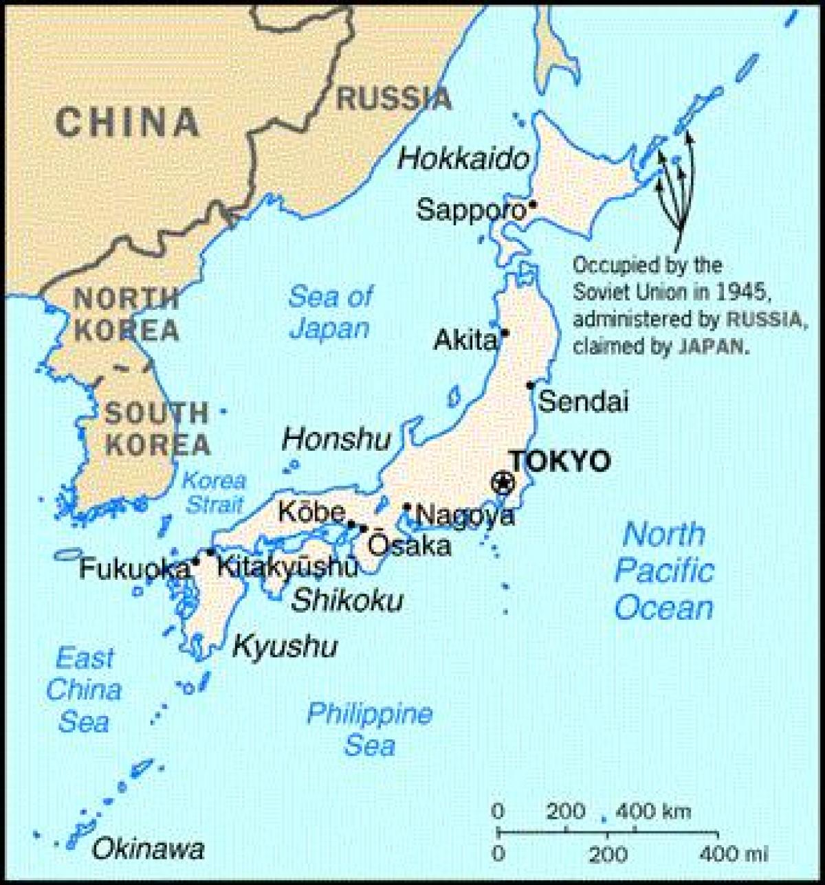 Japonii i innych krajów mapie