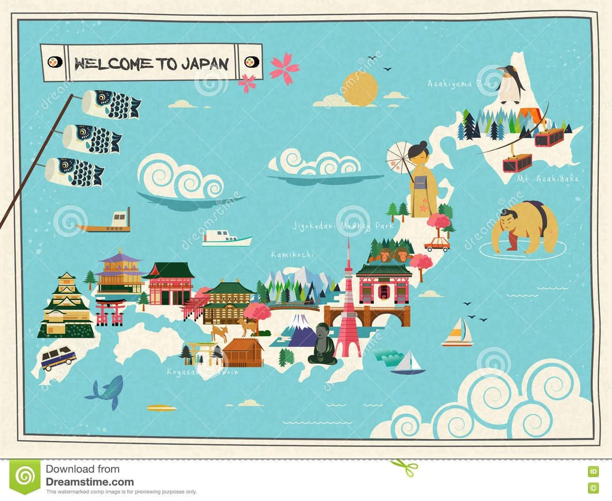 Japonii zabytki mapa