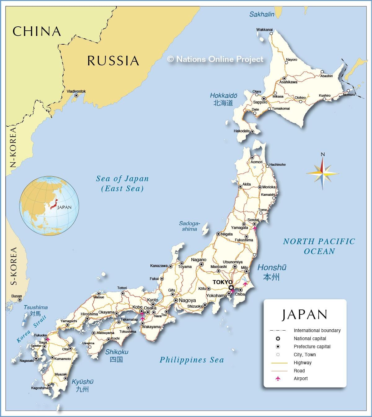 mapa Japonii