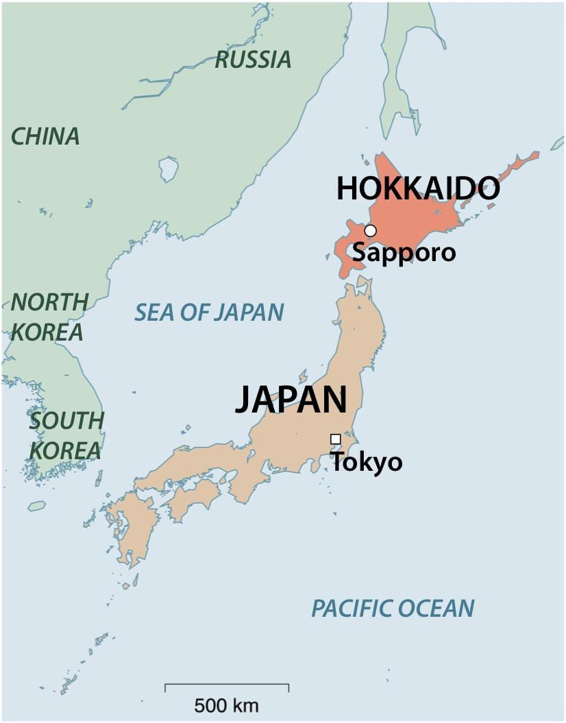 mapa Północnej Japonii