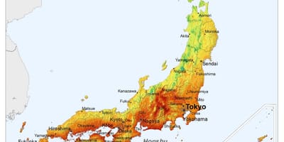 Mapa Japonii słońce