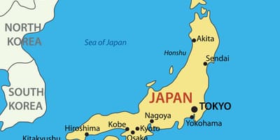 Japonia mapa z głównymi miastami