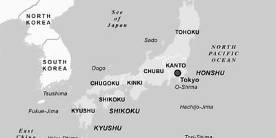Czarno-biała mapa Japonii