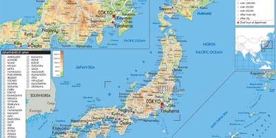 Japonia mapa fizyczna