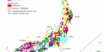 Geologiczna mapa Japonii