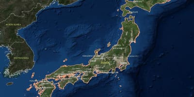 Satelitarna mapa Japonii