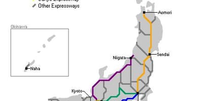 Mapa Japonii autostrady