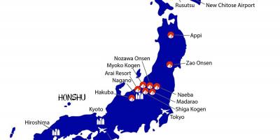 Mapa Japonii ośrodków narciarskich