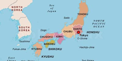Mapa polityczna Japonii