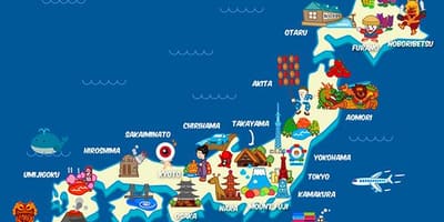 Mapa podróży z Japonii