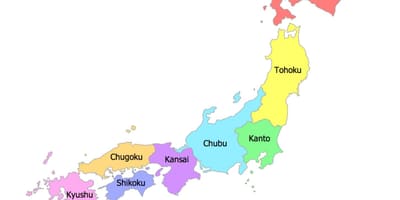 Japonia mapa regiony